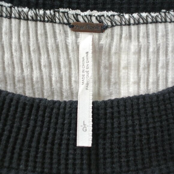 Free People Black and Cream Crop Top with Red Accents - Picture 6 of 7